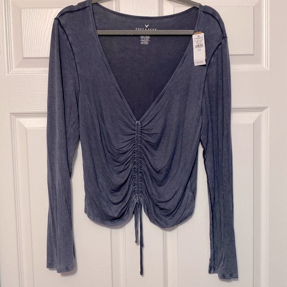 American Eagle Outfitters Tops - NWT American Eagle Tie Long Sleeve Crop Top